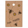 [F415009] Anhänger Bee Happy Natur Kraftpapier 85x55 mm